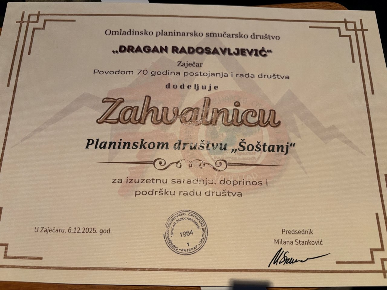 Visok jubilej planincev iz Zaječarja